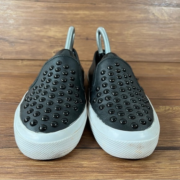 Coach Chrissy Rivets Black Leather Studded Slip-On Sneakers Women’s Size 6.5 - Picture 6 of 11